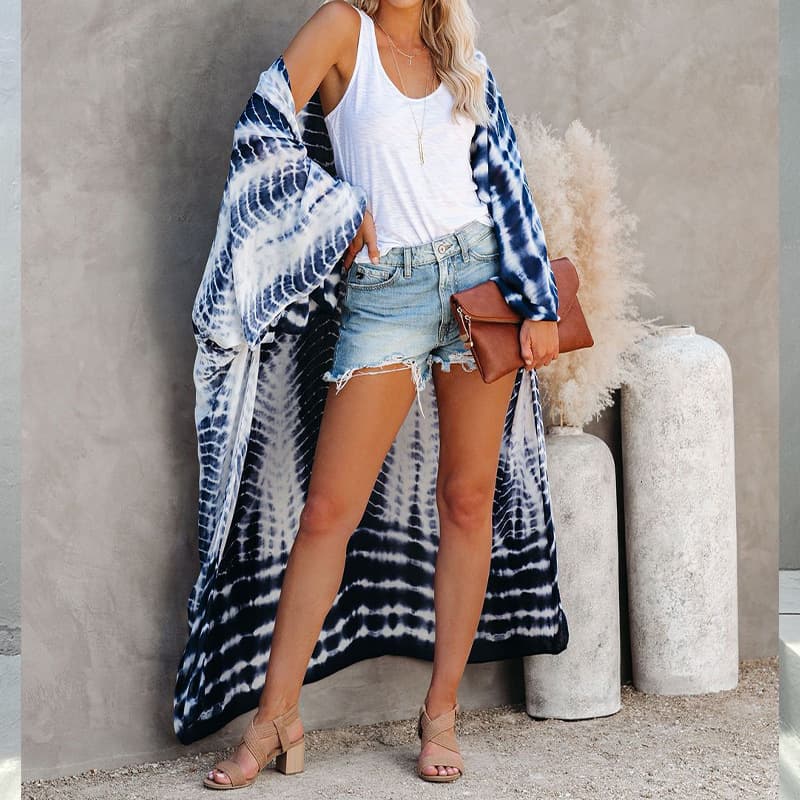 Cardigan playero tie dye estilo europeo americano