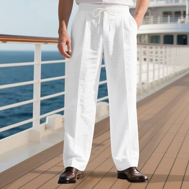 Pantalones de lino holgados y transpirables para hombre