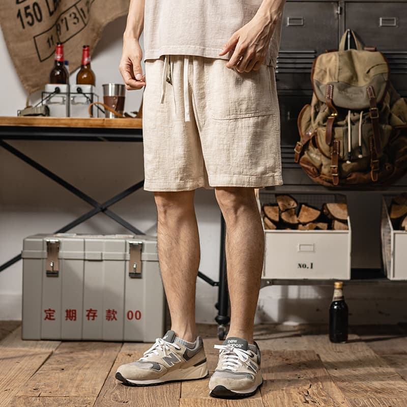 Pantalones lino verano transpirables con cintura ajustable