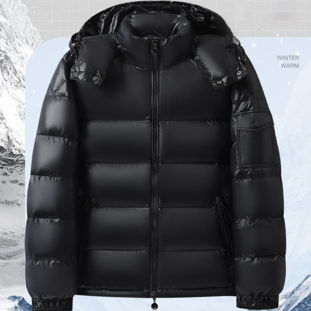 Chaqueta unisex brillante con capucha para clima frío