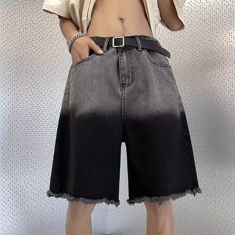 Pantalones cortos de denim con borde deshilachado para hombre