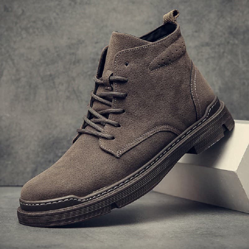 Botas casuales de cuero con caña media antideslizante