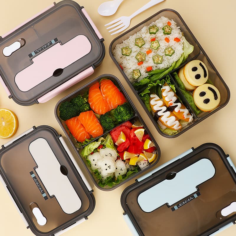 Lonchera de plástico con compartimentos para comidas