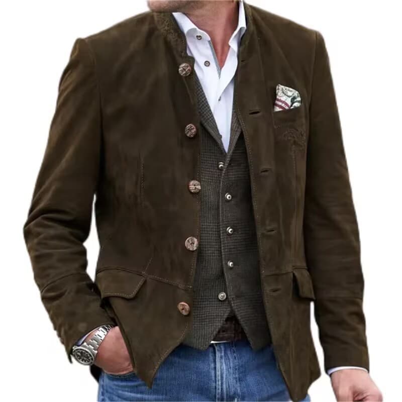Chaqueta casual para hombre con cuello levantado