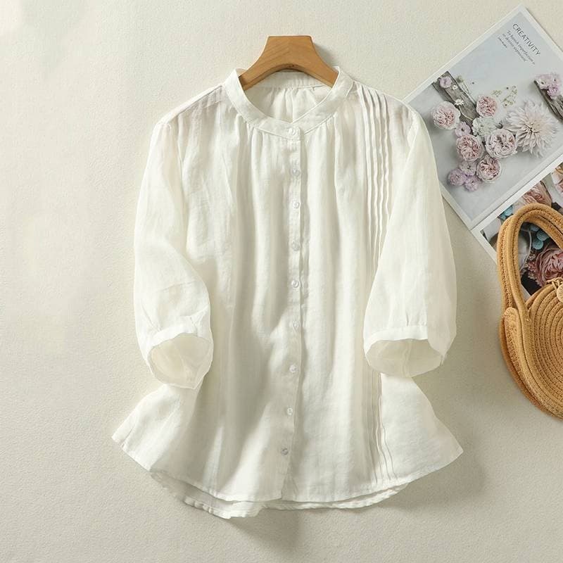 Blusa de cuello parado casual holgada