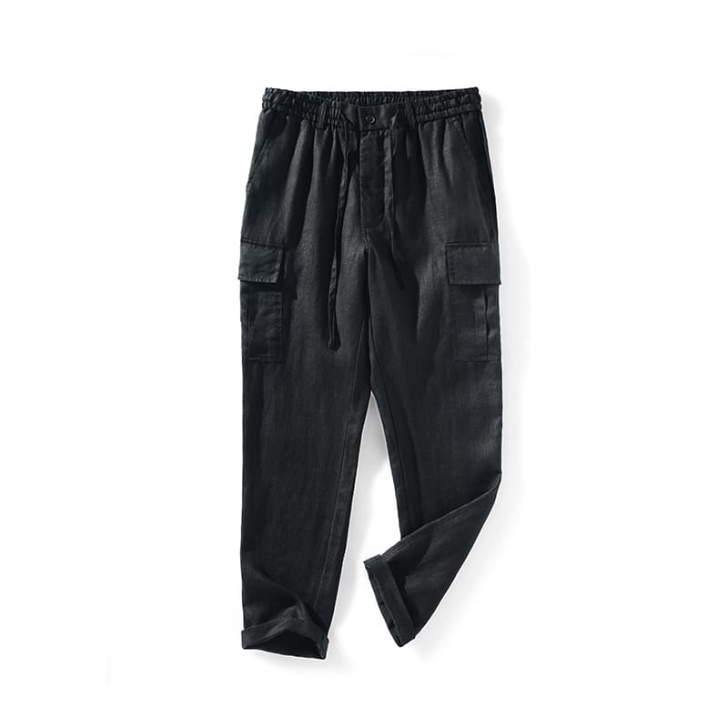 Pantalones de lino sueltos cintura media respirable