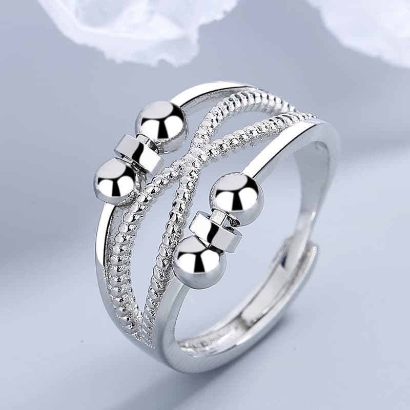 Anillo rotatorio abierto de doble capa para aliviar ansiedad