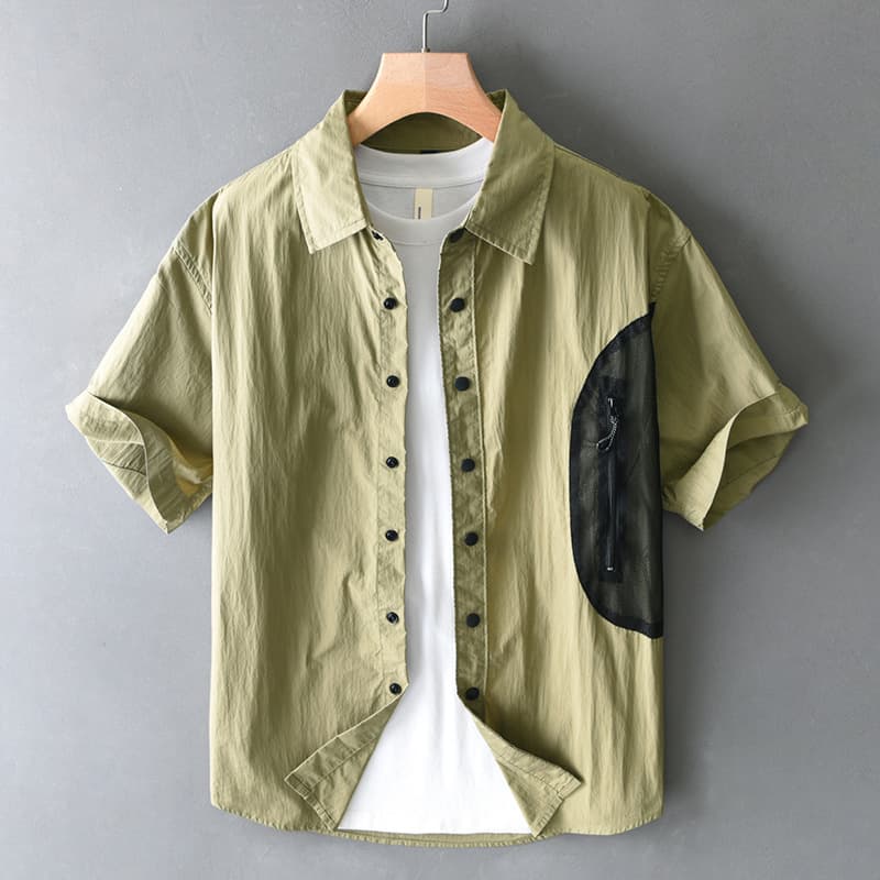 Camisa de manga corta con contraste de colores para hombre