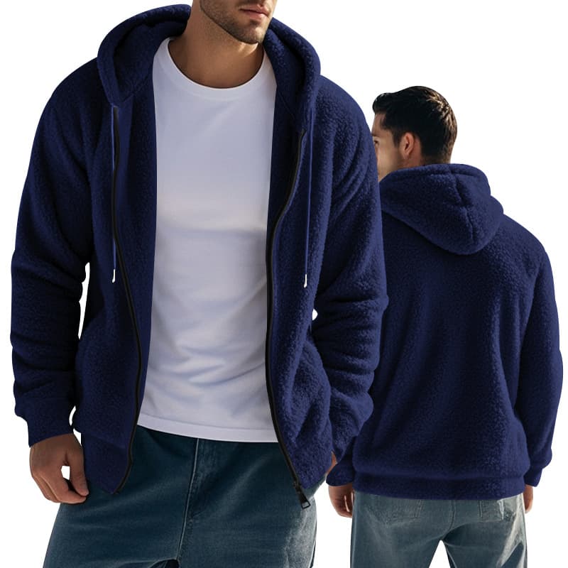 Chamarra casual con capucha estilo cardigan para hombre