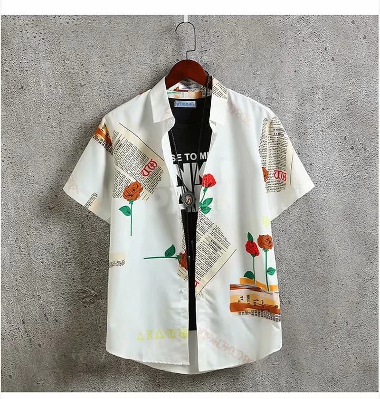 Camisa estampada de manga corta para hombre