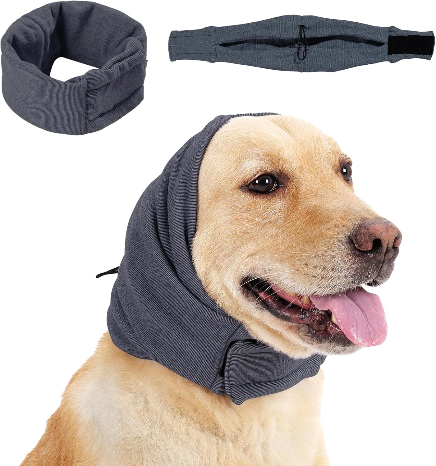 Capucha calmante para perros protección auditiva