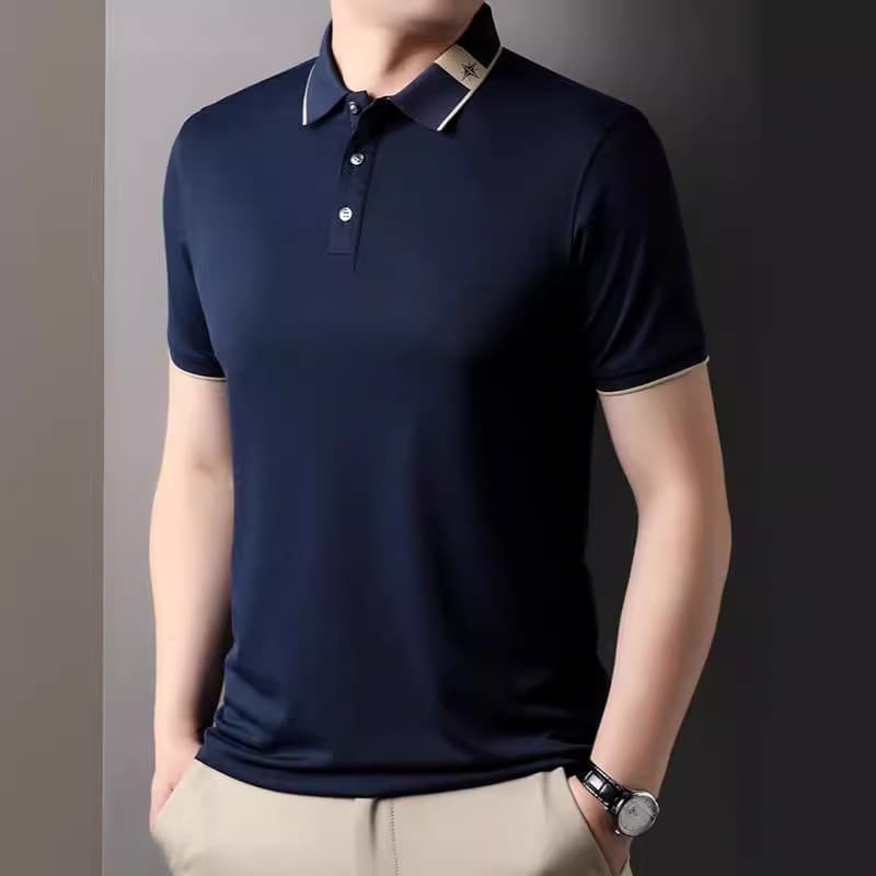 Camiseta de hombre transpirable con solapa, manga corta