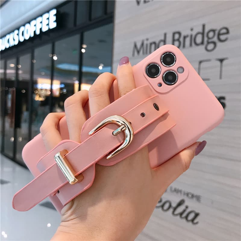 Funda protectora de silicona con correa de cuero para Huawei