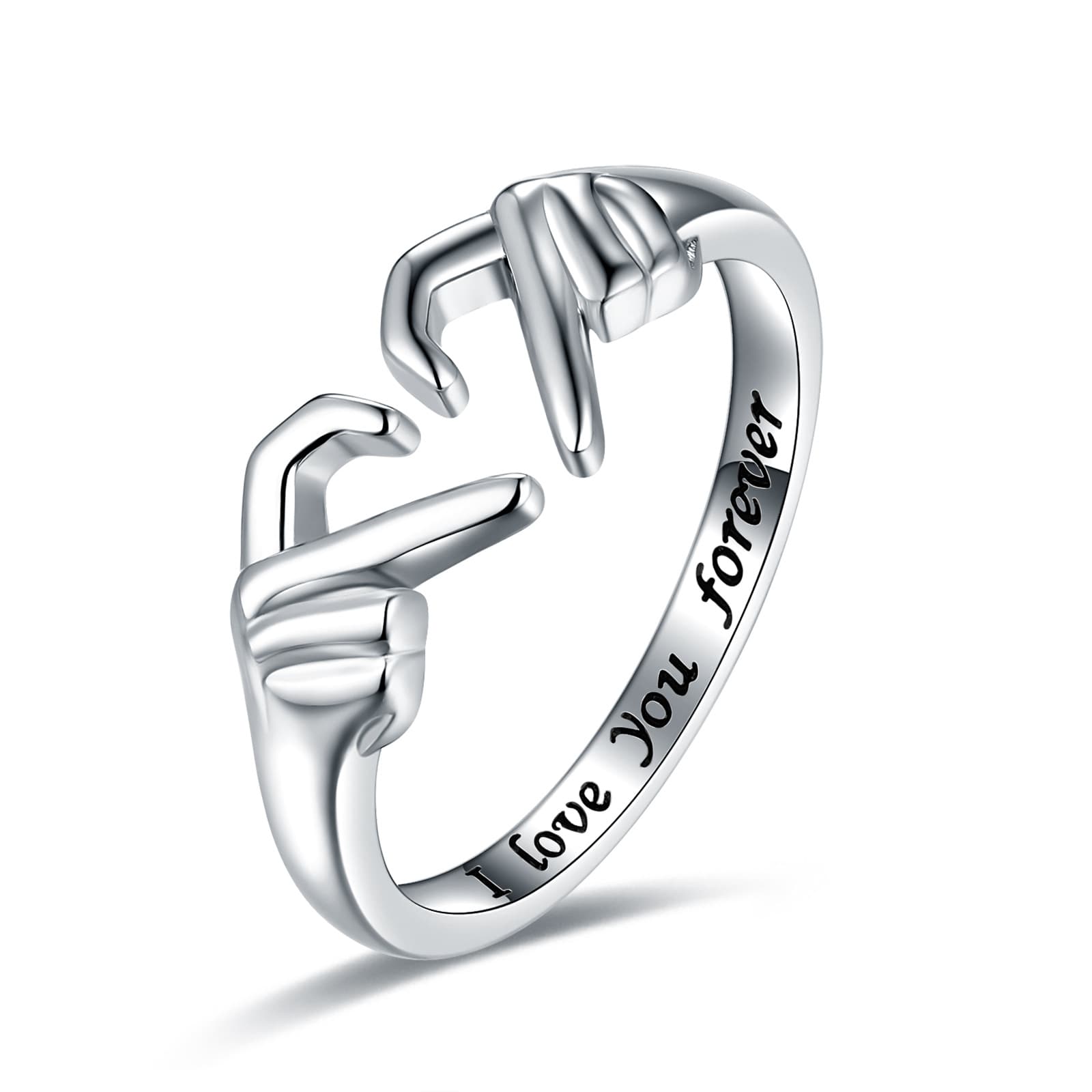 Anillo Claddagh ajustable con corazón plateado