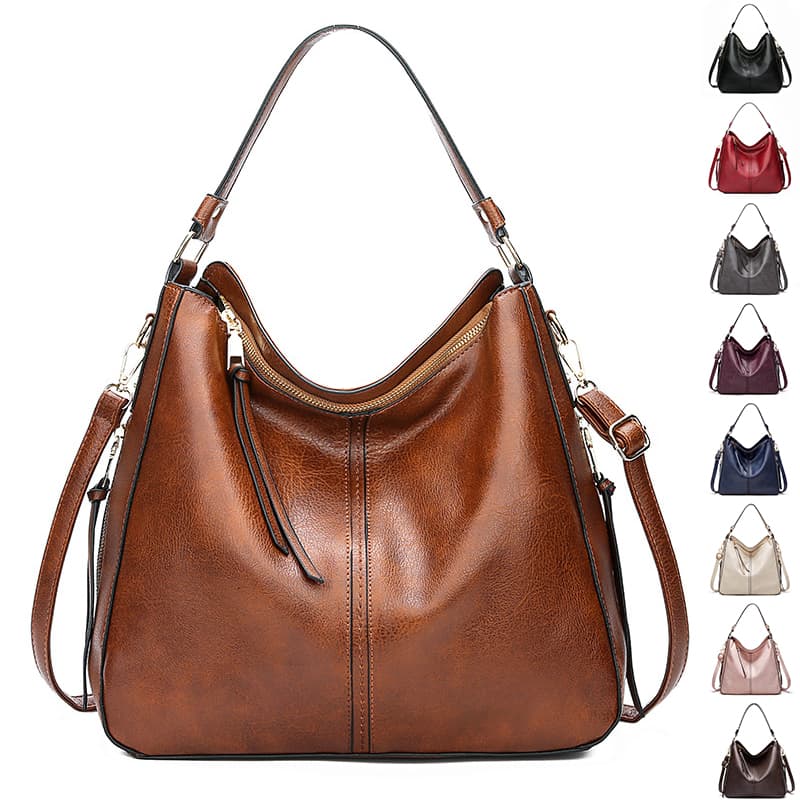 Bolsa tipo hobo con cierre, correa ajustable y gran capacidad