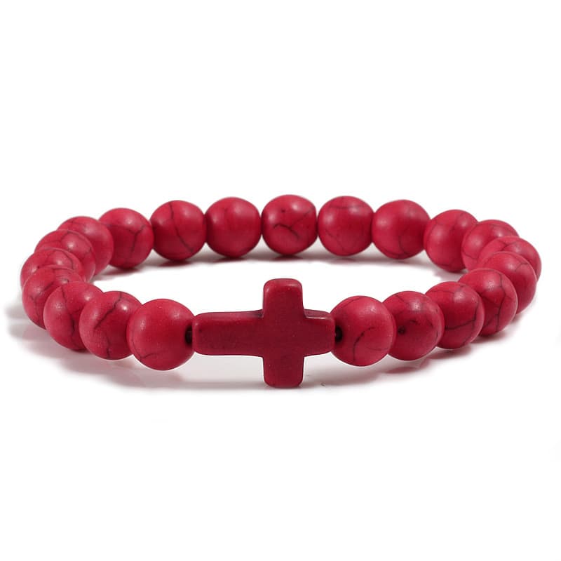 Pulsera de piedra con cruz