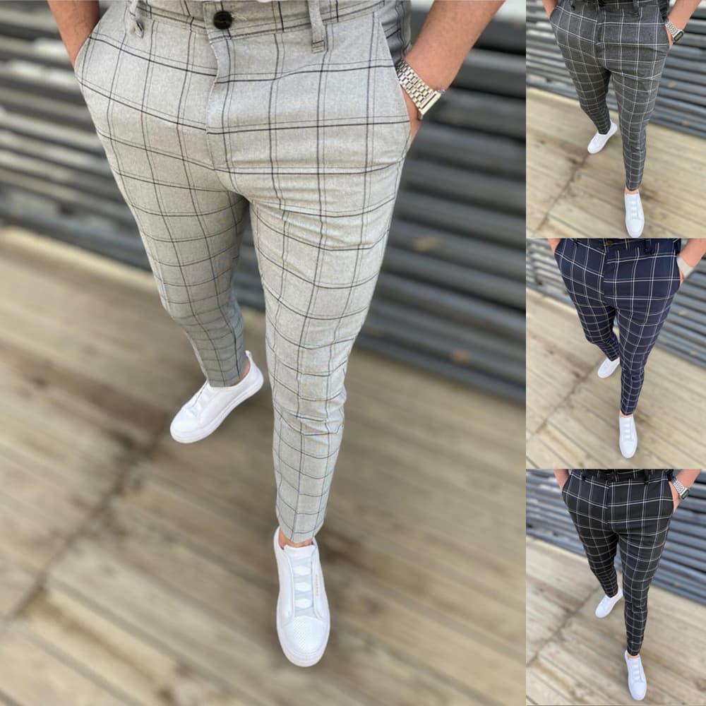 Pantalones casuales a cuadros para hombre