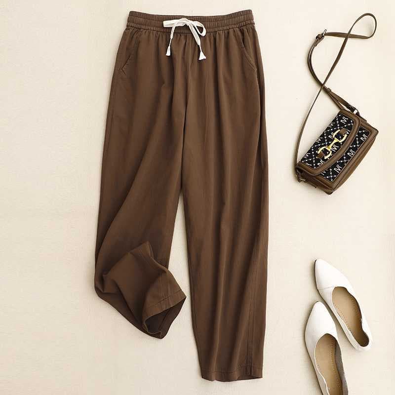 Pantalones casuales de algodón con cintura media