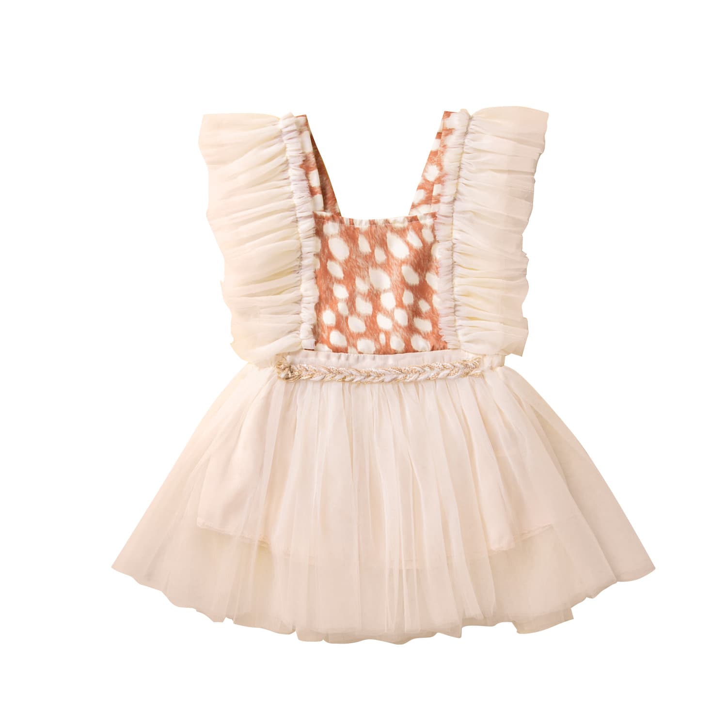 Vestido de niña con estampado de leopardo y tirantes finos