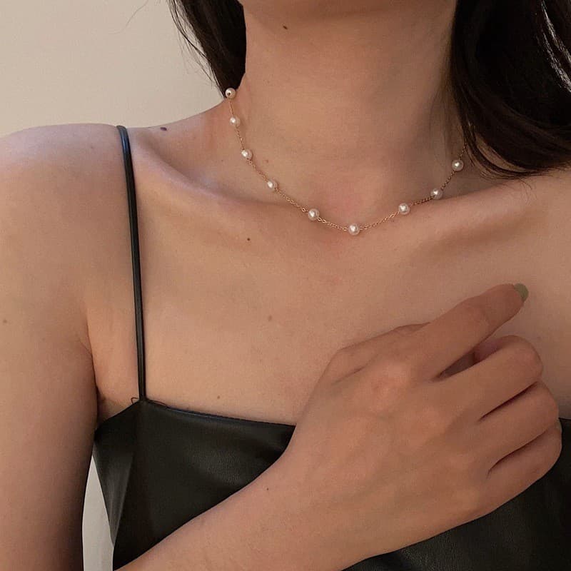 Collar de perla elegante estilo vintage francés
