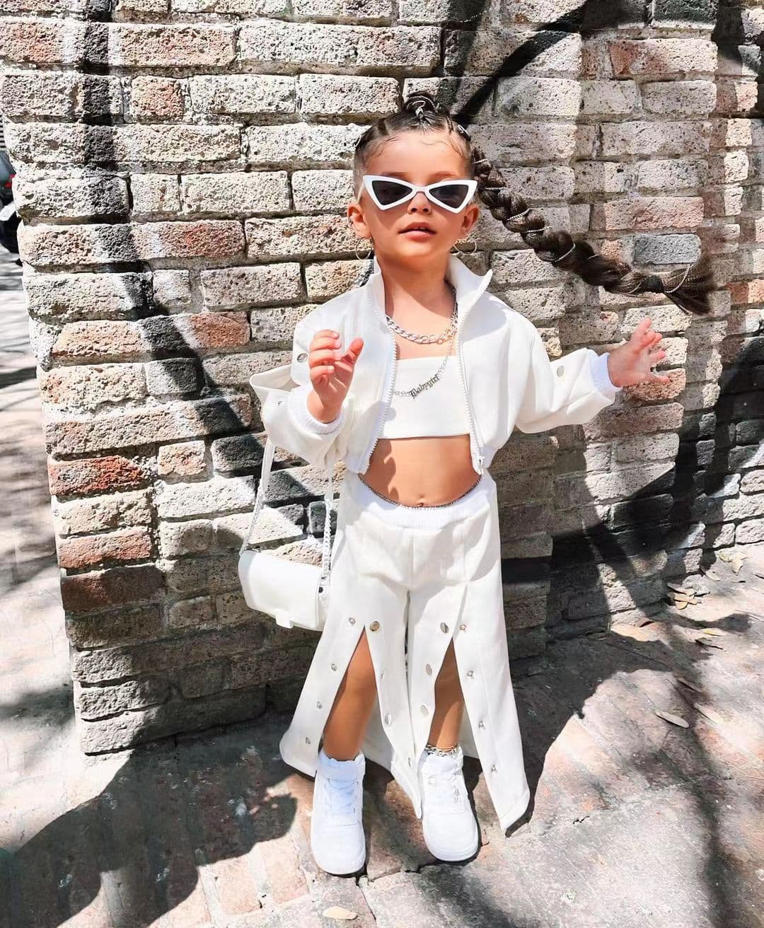 Traje niña estilo americano chaqueta pantalón ancho