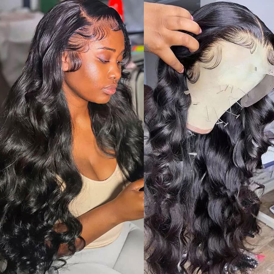 Peluca de encaje frontal con cabello rizado largo
