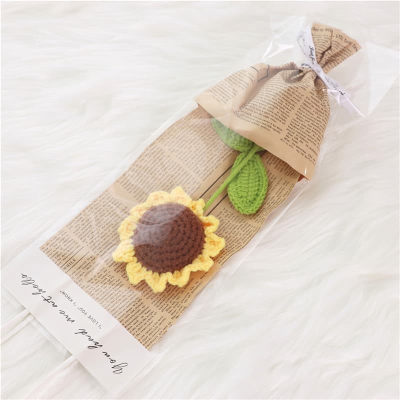 Ramillete de girasol tejido a mano con empaques de regalo