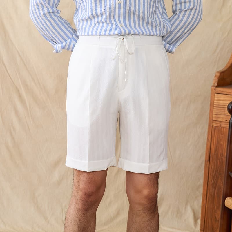 Shorts de cintura elástica mid-high con seersucker