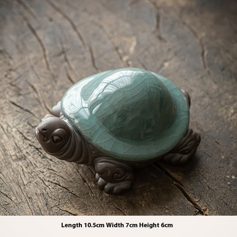 Figura decorativa de tortuga en arcilla púrpura Ge Kiln