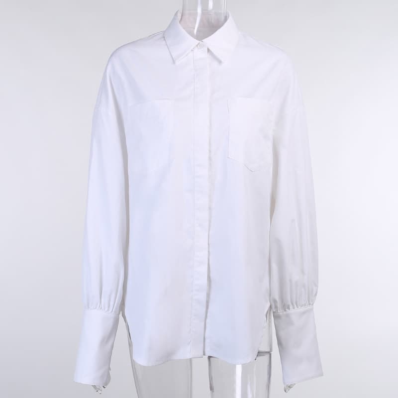Blusa simple con bolsillo para mujer