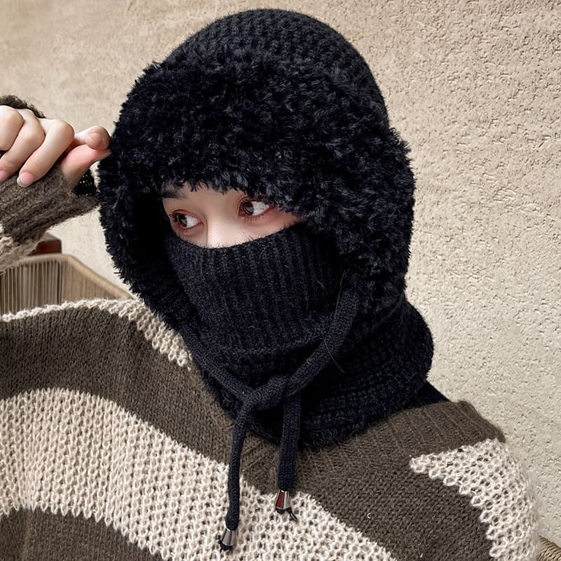 Gorro de lana acrílica con forro polar protección de cuello