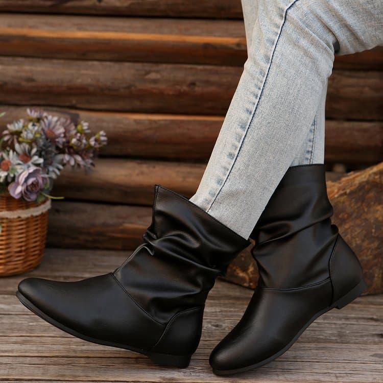 Botas vaqueras de moda para mujer sin cordones tubo bajo