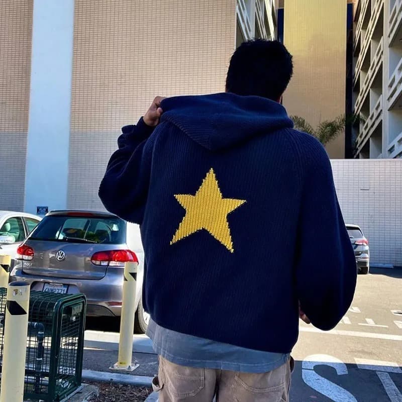 Suéter con capucha estampado de estrellas para mujer