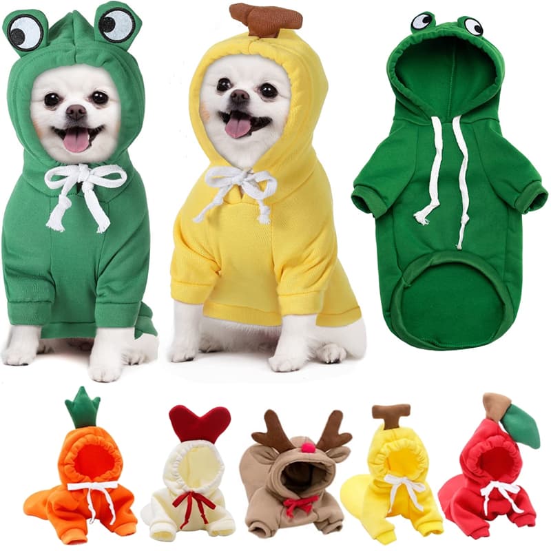 Sudadera con capucha para perro pequeño, diseño de frutas en forro polar