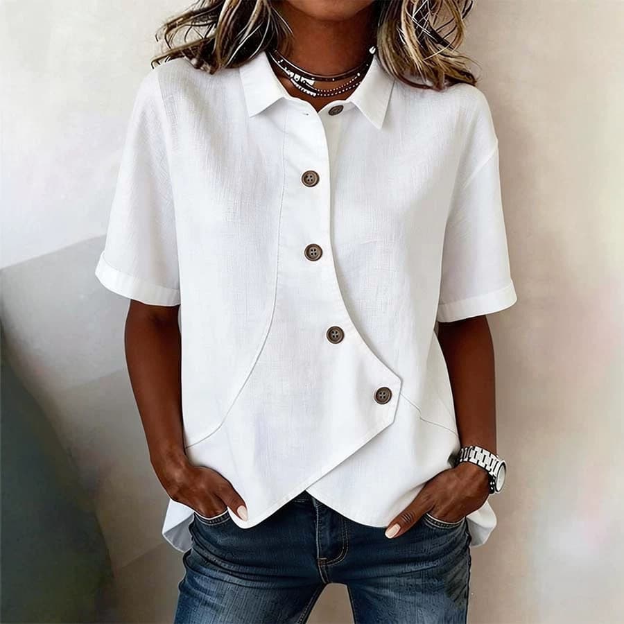 Blusa asimétrica de color sólido casual para mujer