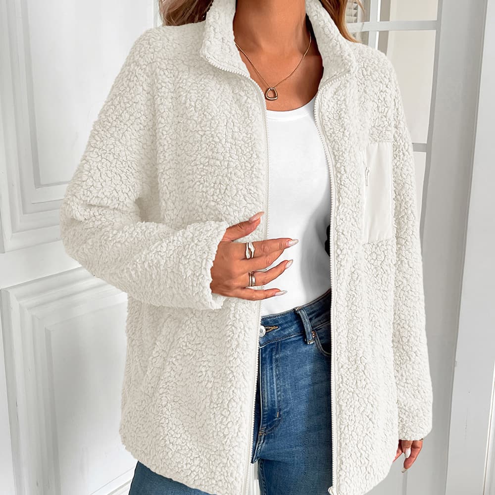 Abrigo de mujer de lana y forro polar para otoño e invierno