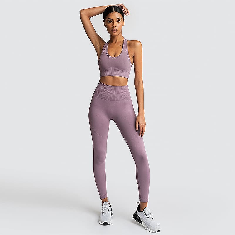 Conjunto yoga mujer sin costuras con levanta cadera