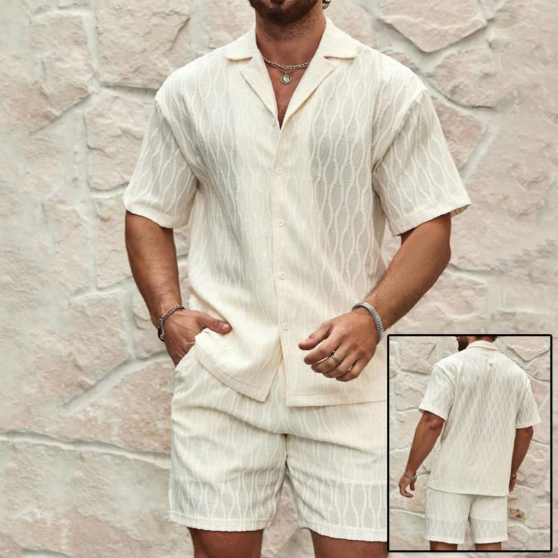 Conjunto verano hombre camisa shorts sueltos casual playa
