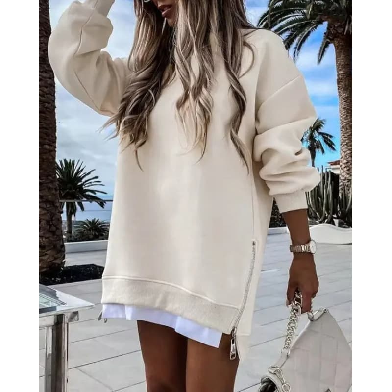 Sudadera mujer con cremallera lateral, diseño sofisticado