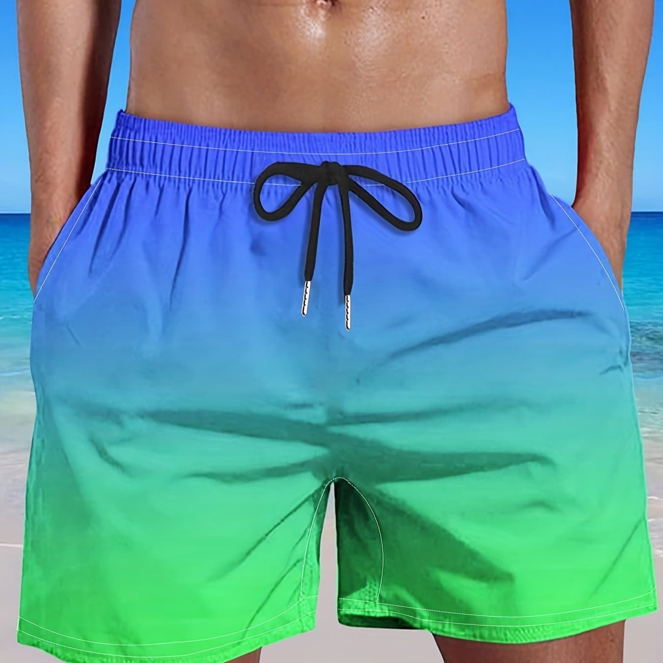Shorts hombre degradado, estampado 3D digital, deportivo