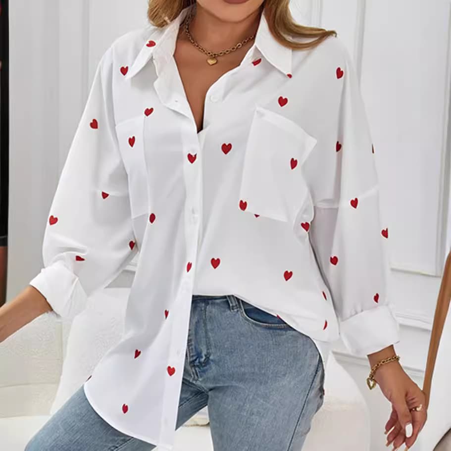 Camisa mujer casual estampada con motivo de amor