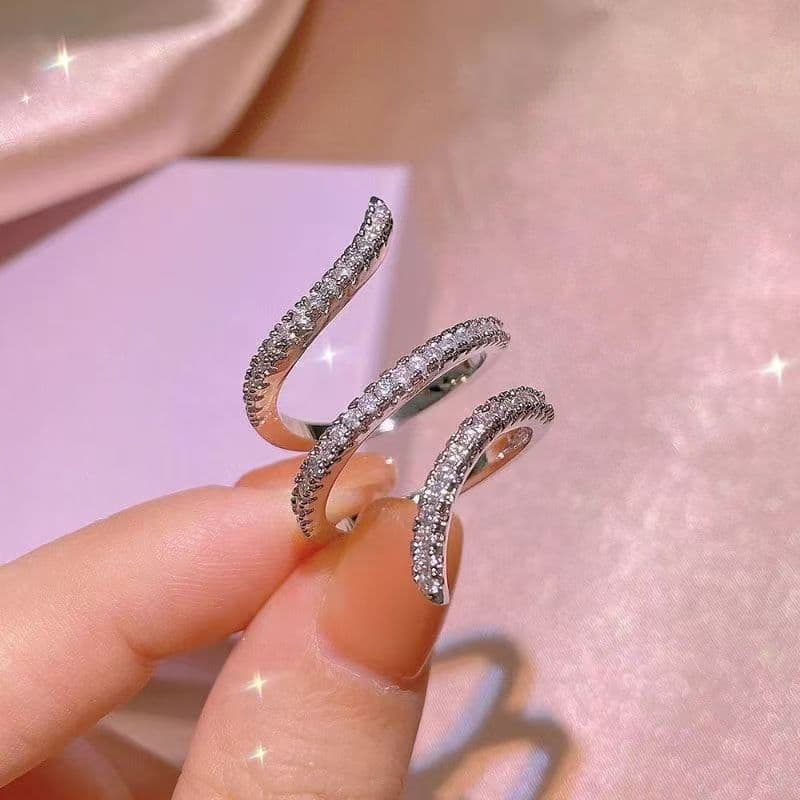 Anillo serpiente geométrico multicapa estilo japonés y coreano