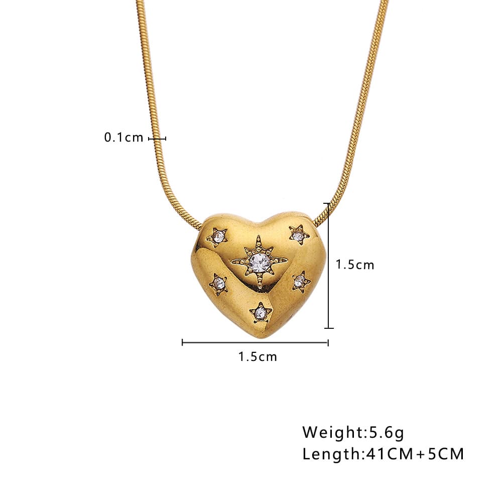 Collar clavícula de titanio con corazón diamante