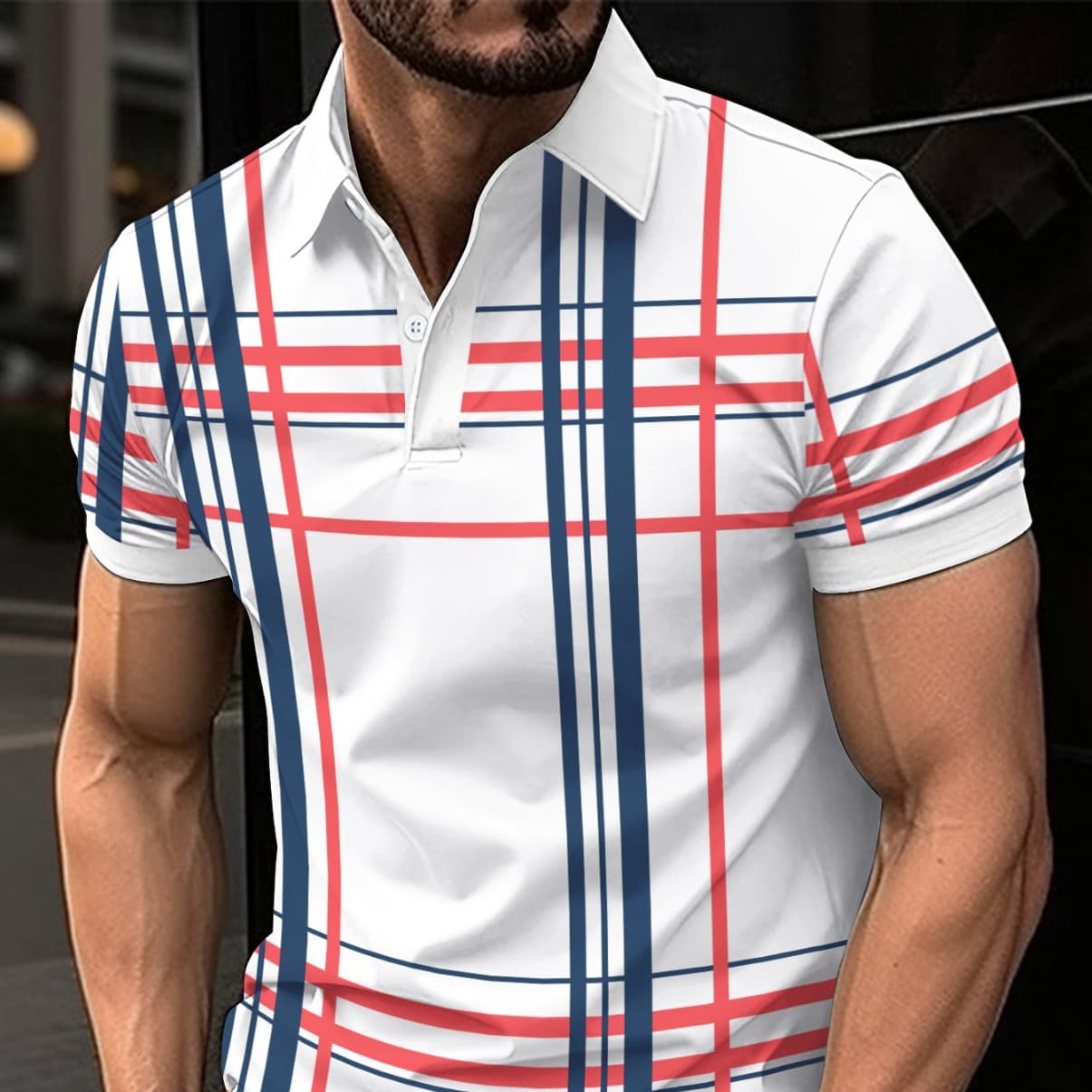 Camisa deportiva hombre cuadros slim fit