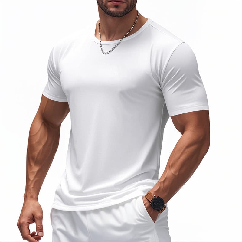 Camiseta deportiva de secado rápido con cuello redondo