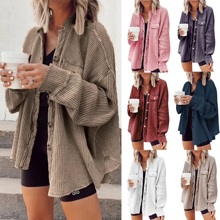 Blusa de botones con manga larga para mujer