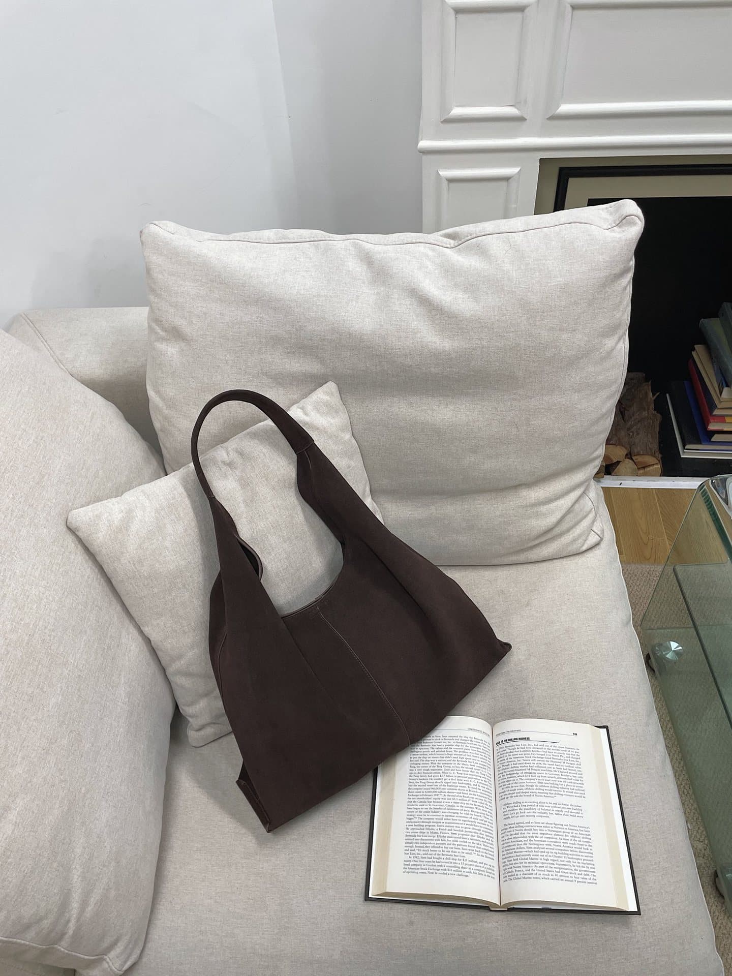 Bolsa de cuero genuino para mujer color liso