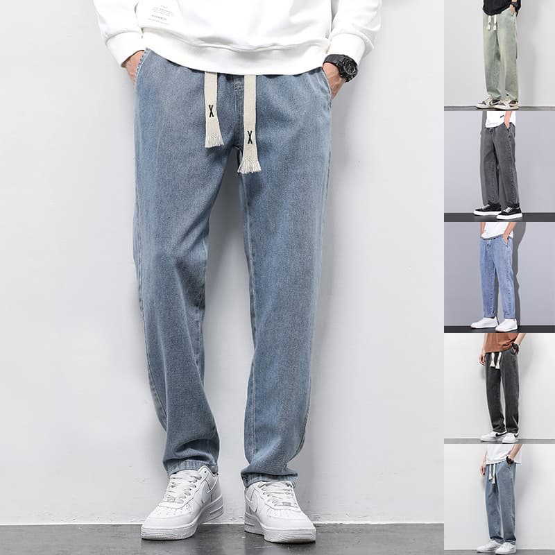 Pantalón jeans ancho para hombre cintura elástica