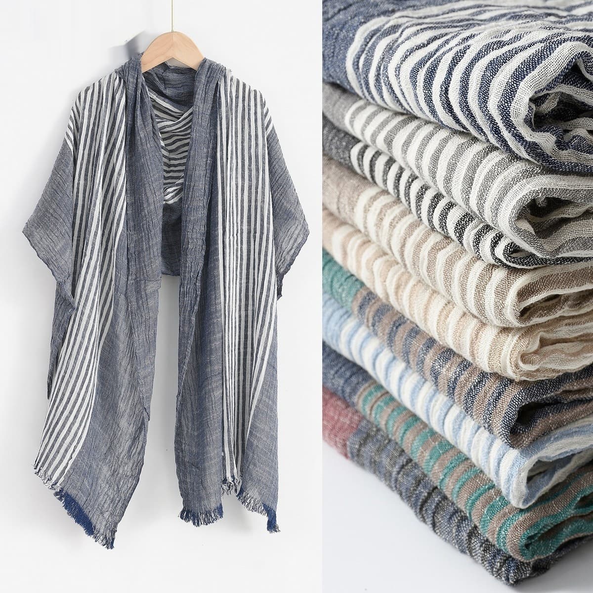 Pañuelo para hombre de viscosa con rayas para primavera y verano