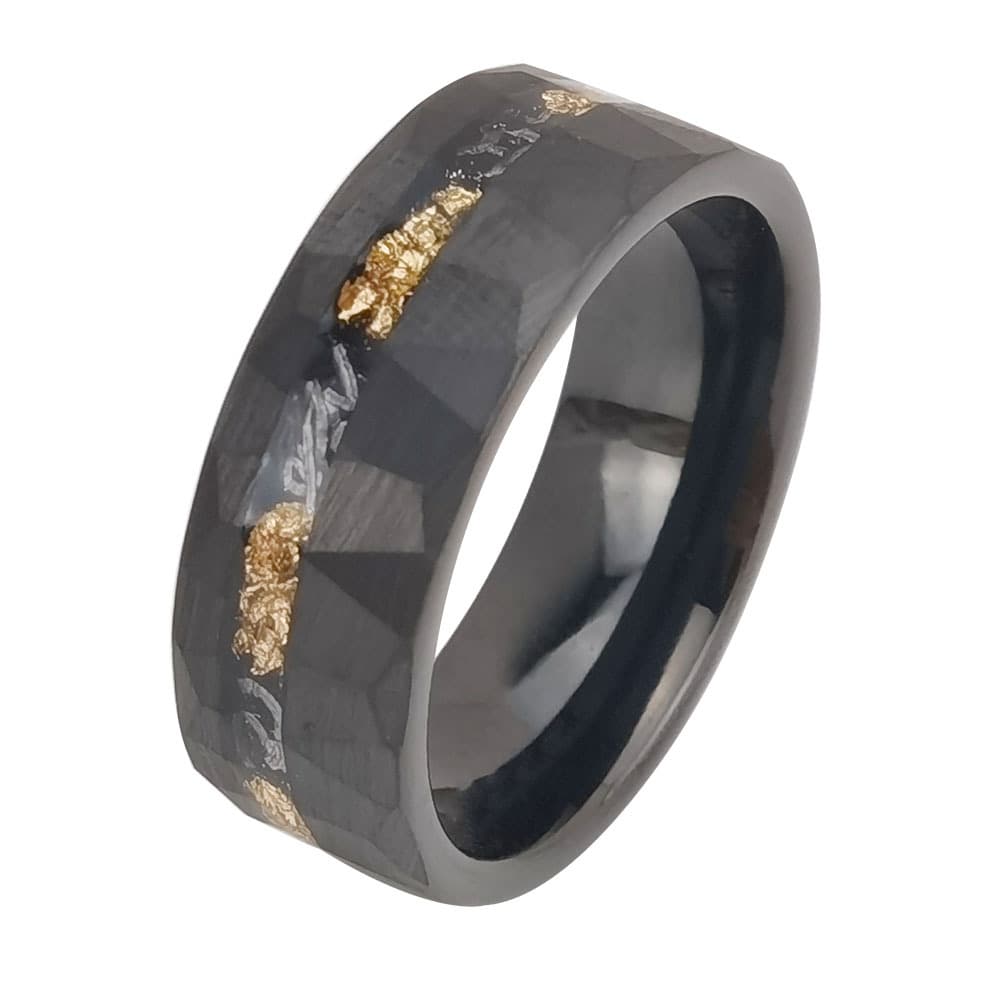 Anillo de tungsteno 8mm con diseño floral